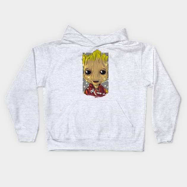 Pop Culture Caricature #9 - Groot Kids Hoodie by yazgar